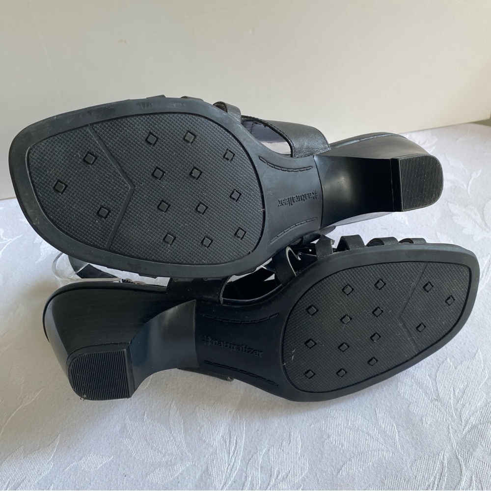 Naturalizer Black Leather Woven Sandals Size 7.5 - Picture 8 of 12